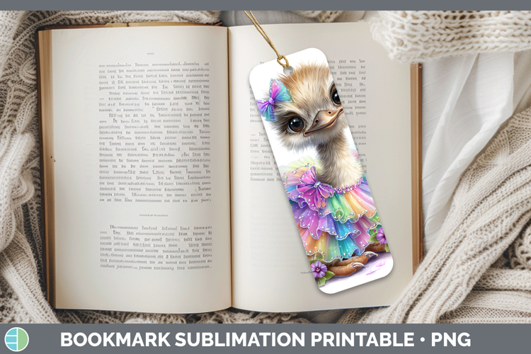Farm Rainbow Summer Ostrich Bookmark Sublimation Printable D