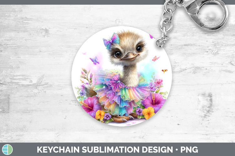 Farm Rainbow Summer Ostrich Keychain Sublimation Keyring Des