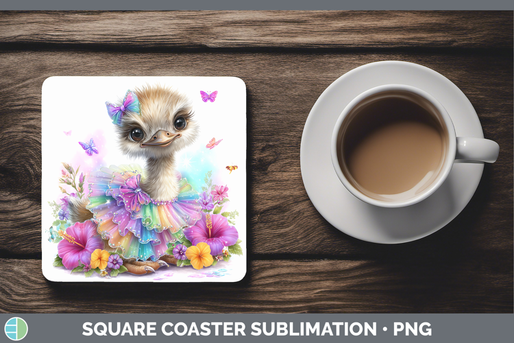 Farm Rainbow Summer Ostrich Square Coaster Sublimation Coast