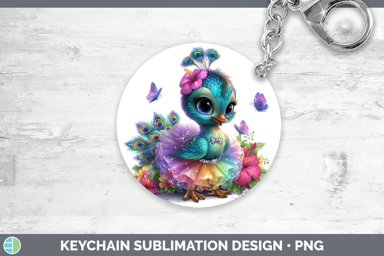 Farm Rainbow Summer Peacock Keychain Sublimation Keyring Des