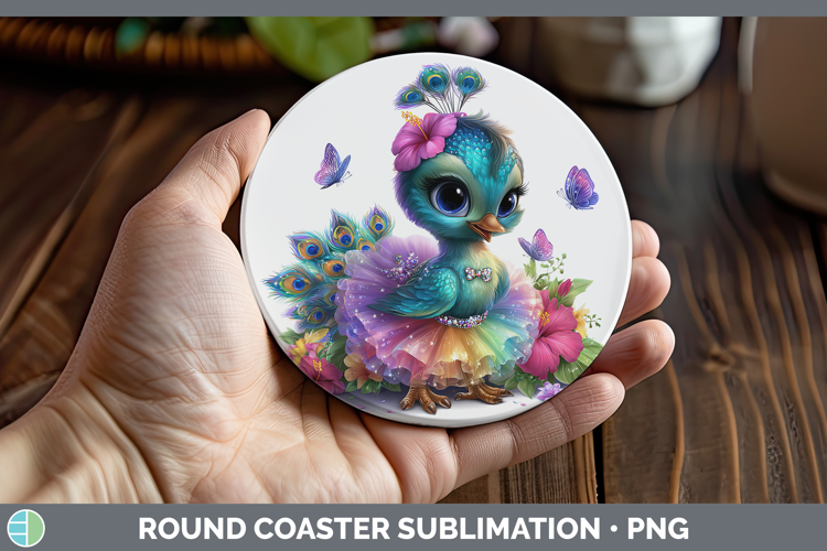 Farm Rainbow Summer Peacock Round Coaster Sublimation Coaste