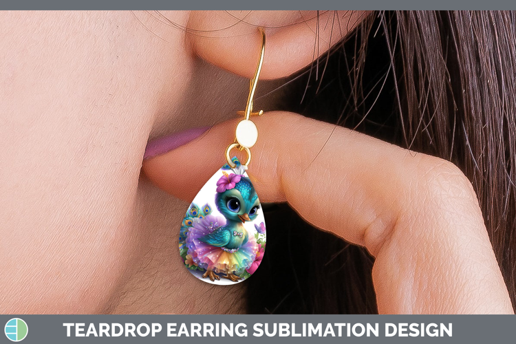 Farm Rainbow Summer Peacock Teardrop Earrings Sublimation Ea