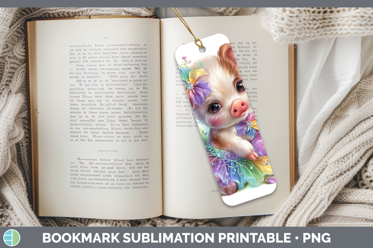 Farm Rainbow Summer Pig Bookmark Sublimation Printable Desig