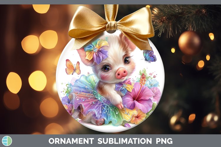 Farm Rainbow Summer Pig Ornament Sublimation Bauble Designs