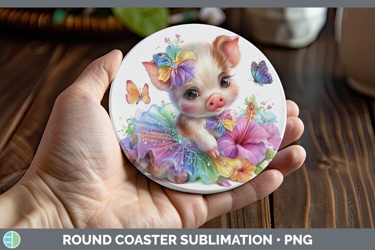 GorgeousFarm Rainbow Summer Round Coaster design.