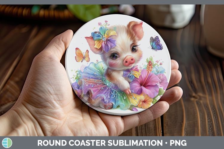 Farm Rainbow Summer Pig Round Coaster Sublimation Coaster De