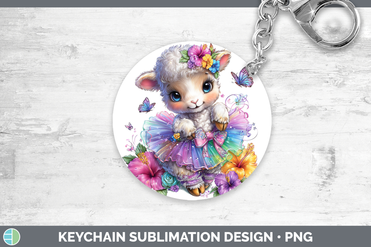Farm Rainbow Summer Sheep Keychain Sublimation Keyring Desig