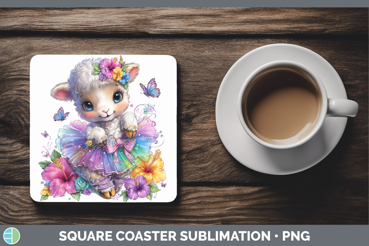 Farm Rainbow Summer Sheep Square Coaster Sublimation Coaster