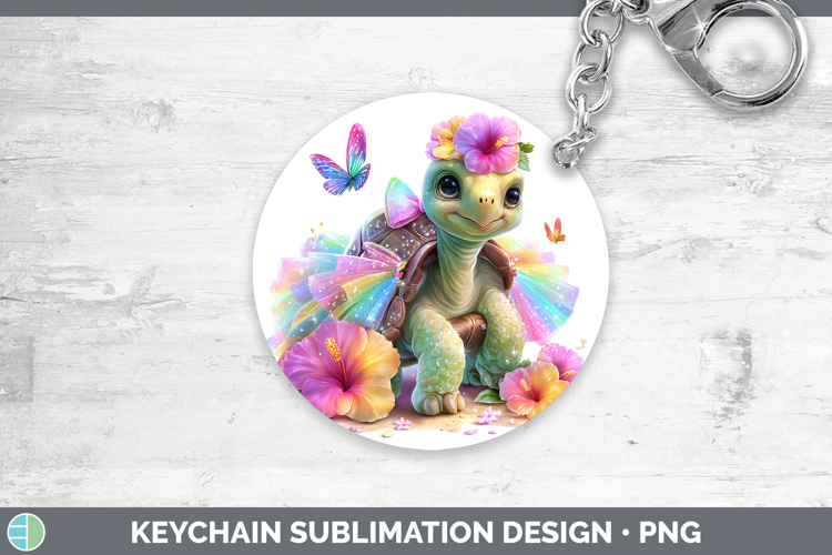 Farm Rainbow Summer Tortoise Keychain Sublimation Keyring De