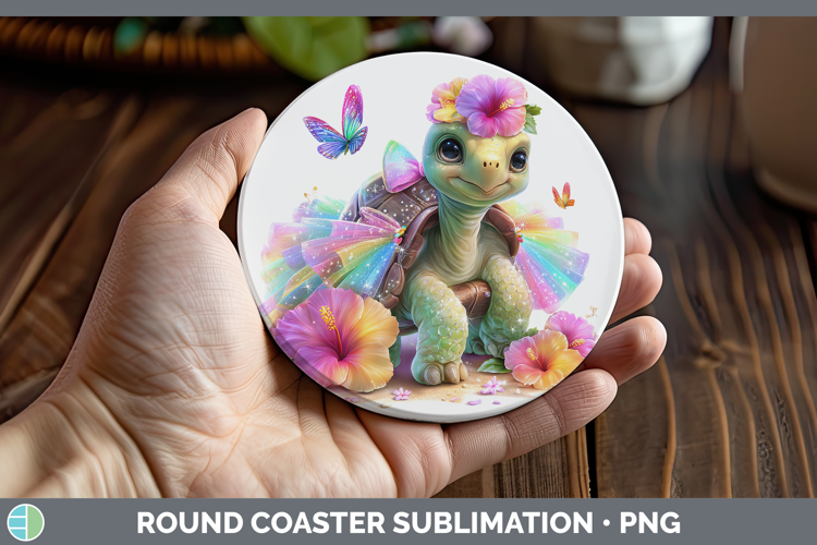 Farm Rainbow Summer Tortoise Round Coaster Sublimation Coast