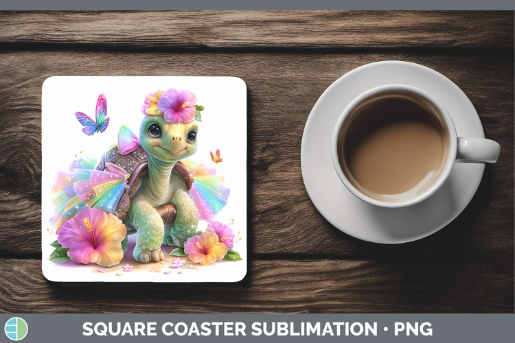 Farm Rainbow Summer Tortoise Square Coaster Sublimation Coas