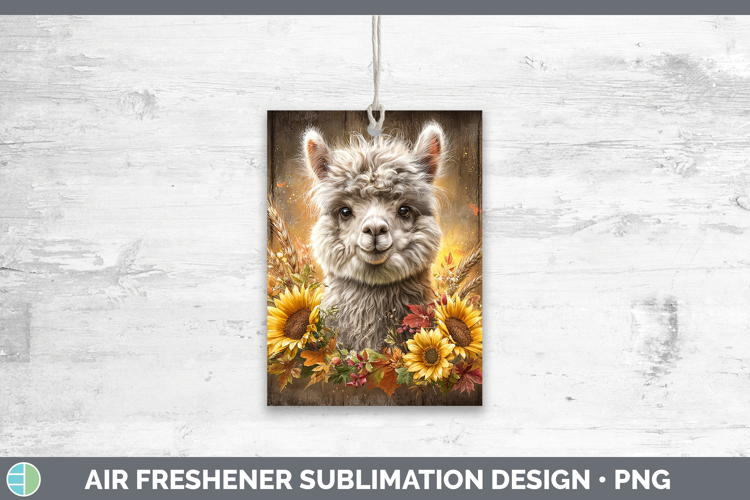 Alpaca Farm Rustic Autumn Air Freshener Sublimation Design