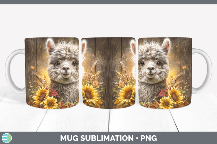 Alpaca Farm Rustic Autumn Mug Wrap Sublimation Design