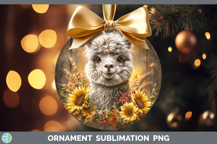 Alpaca Farm Rustic Autumn Ornament Sublimation Design