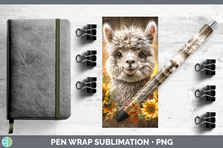Alpaca Farm Rustic Autumn Pen Wrap Sublimation Design