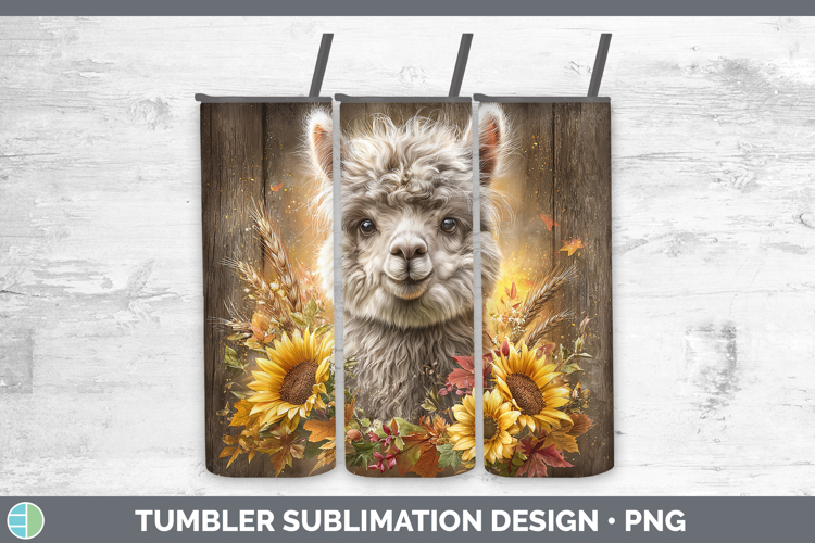 Alpaca Farm Rustic Autumn Tumbler Sublimation Design