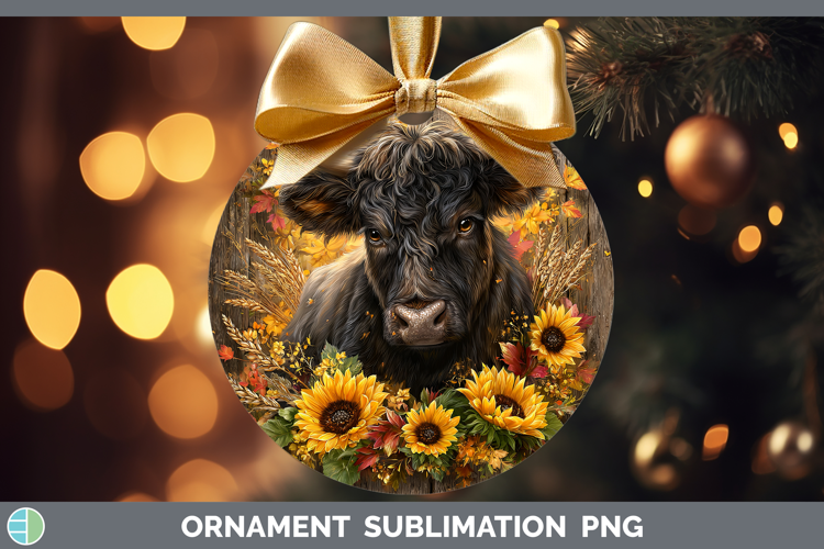 Bull Farm Rustic Autumn Ornament Sublimation Design