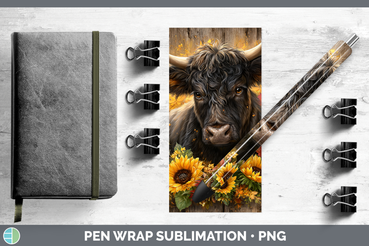 Bull Farm Rustic Autumn Pen Wrap Sublimation Design
