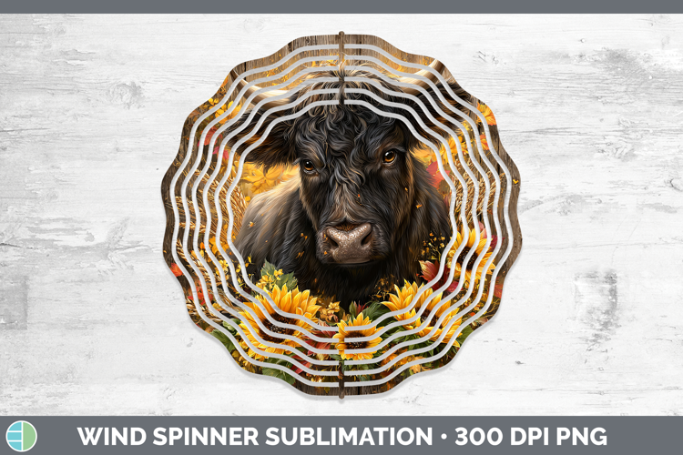 Bull Farm Rustic Autumn Wind Spinner Sublimation Design