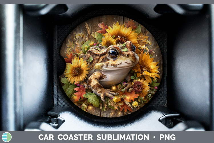 Bullfrog Farm Rustic Autumn Car Coaster Sublimation Design