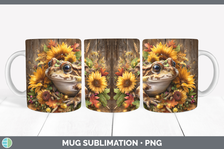 Bullfrog Farm Rustic Autumn Mug Wrap Sublimation Design