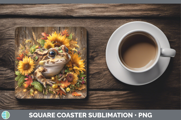 Bullfrog Farm Rustic Autumn Square Coaster Sublimation Desig
