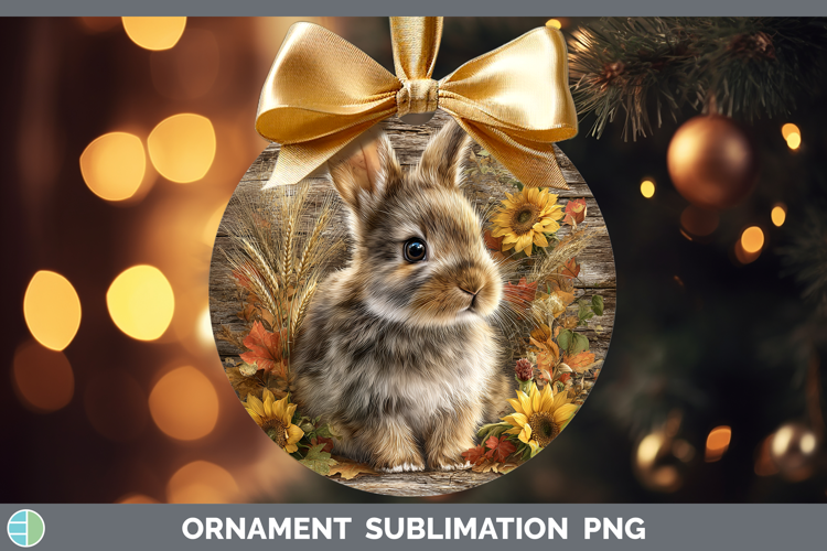 Bunny Farm Rustic Autumn Ornament Sublimation Design