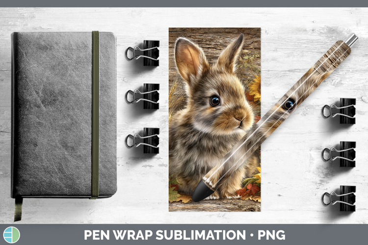 Bunny Farm Rustic Autumn Pen Wrap Sublimation Design