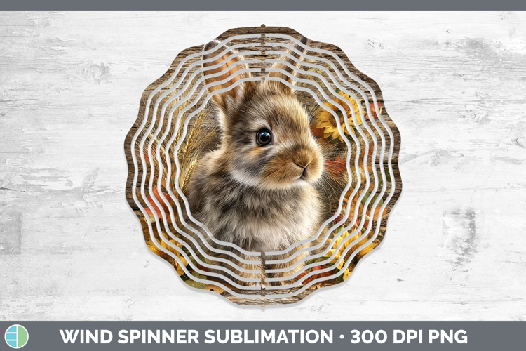Bunny Farm Rustic Autumn Wind Spinner Sublimation Design