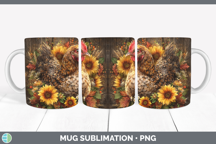 Chicken Farm Rustic Autumn Mug Wrap Sublimation Design
