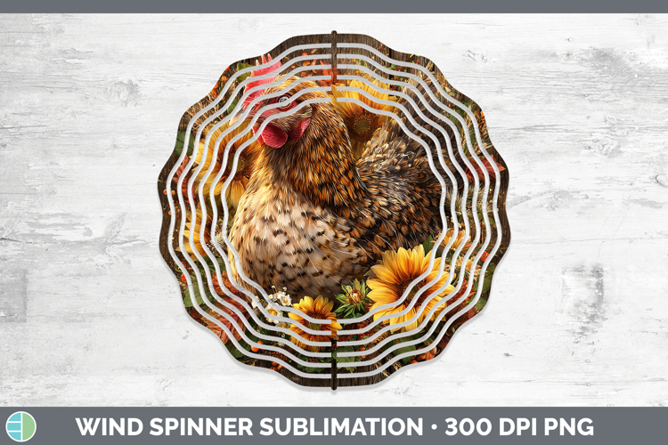 Chicken Farm Rustic Autumn Wind Spinner Sublimation Design