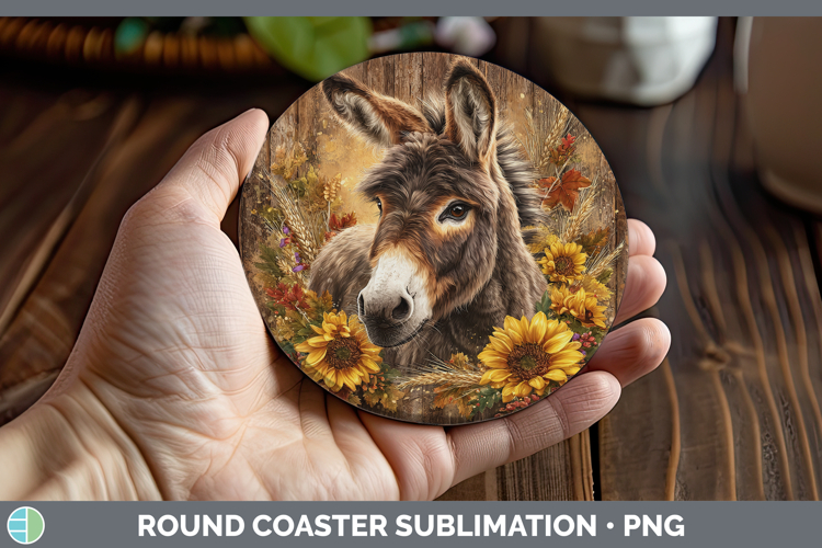Donkey Farm Rustic Autumn Round Coaster Sublimation Design