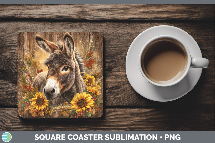 Donkey Farm Rustic Autumn Square Coaster Sublimation Design