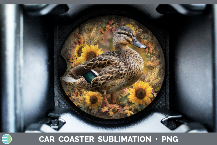 Duck Farm Rustic Autumn Car Coaster Sublimation Design
