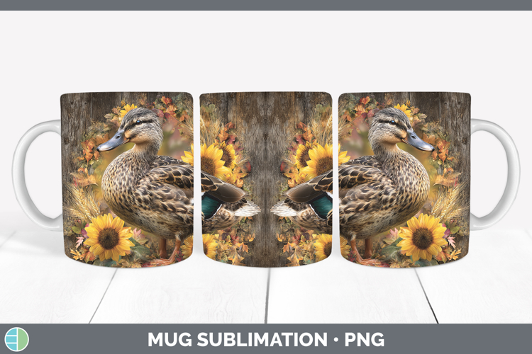 Duck Farm Rustic Autumn Mug Wrap Sublimation Design