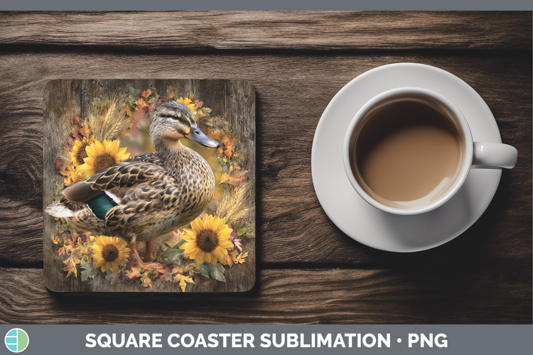Duck Farm Rustic Autumn Square Coaster Sublimation Design