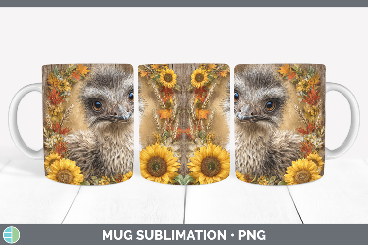 Emu Farm Rustic Autumn Mug Wrap Sublimation Design