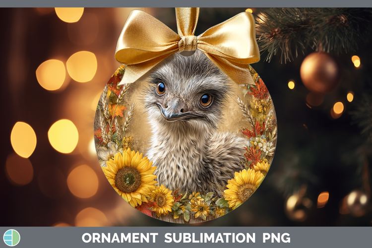 Emu Farm Rustic Autumn Ornament Sublimation Design