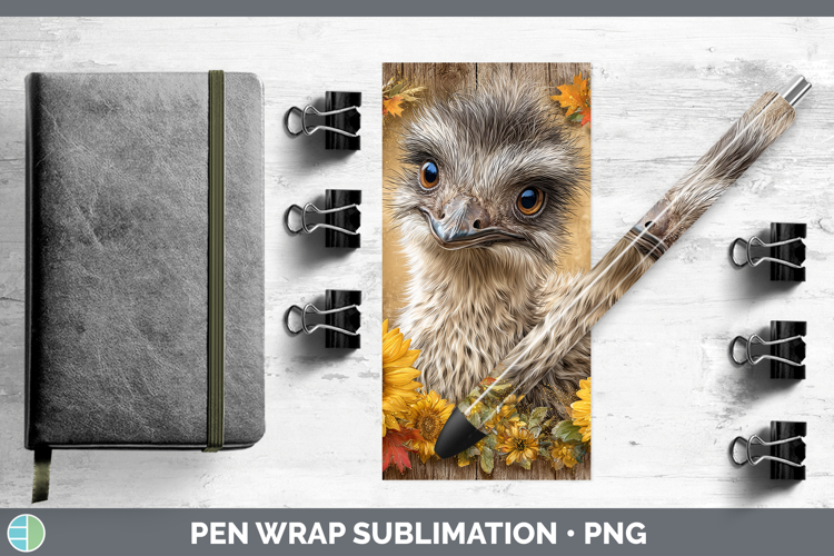 Emu Farm Rustic Autumn Pen Wrap Sublimation Design