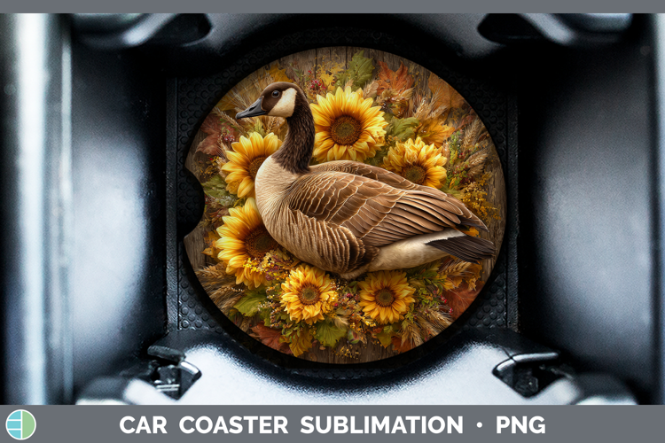 Goose Farm Rustic Autumn Car Coaster Sublimation Design