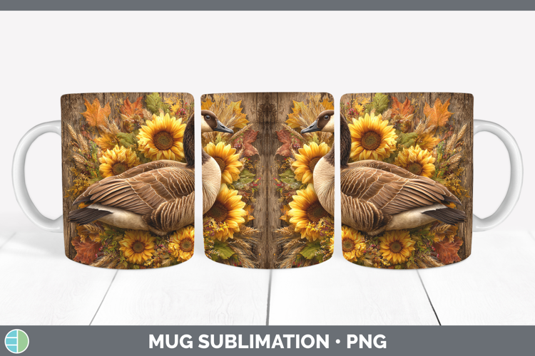 Goose Farm Rustic Autumn Mug Wrap Sublimation Design