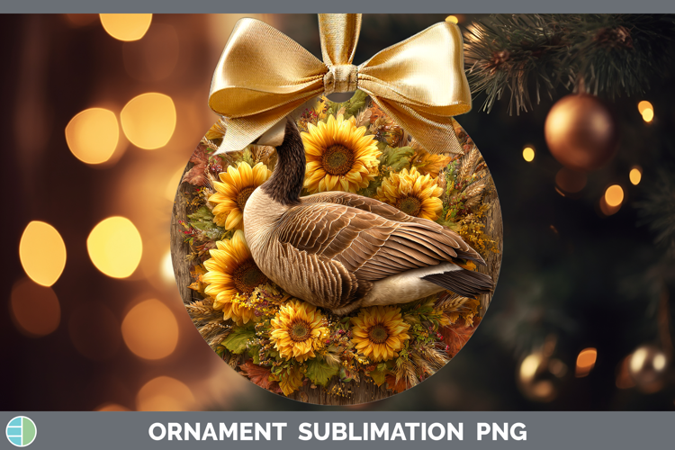 Goose Farm Rustic Autumn Ornament Sublimation Design