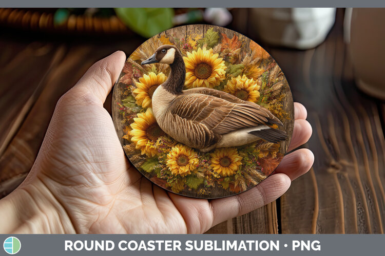 Rustic Coaster Graphics Goose Farm Rustic Autumn Round Coaster Sublimation Design