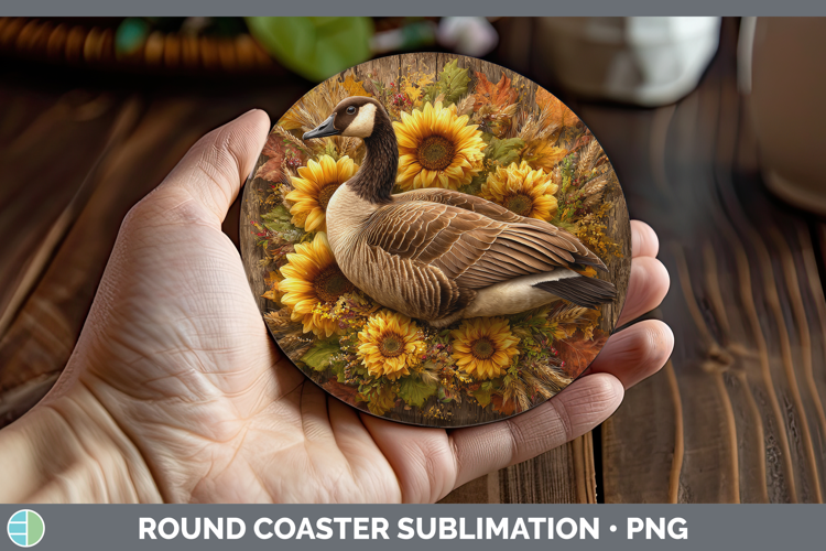 Goose Farm Rustic Autumn Round Coaster Sublimation Design