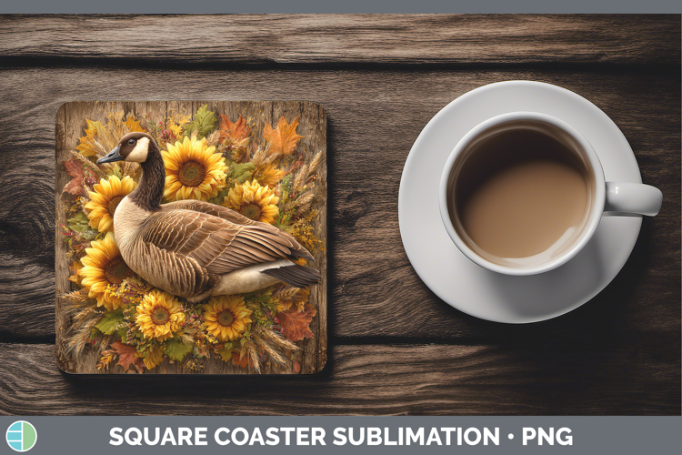 Goose Farm Rustic Autumn Square Coaster Sublimation Design