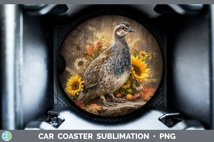 Guinea Hen Farm Rustic Autumn Car Coaster Sublimation Design