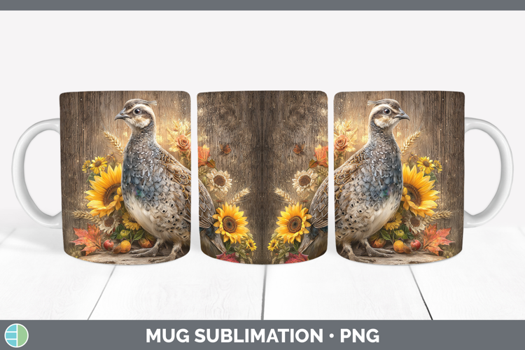 Guinea Hen Farm Rustic Autumn Mug Wrap Sublimation Design