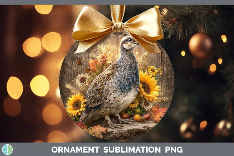 Guinea Hen Farm Rustic Autumn Ornament Sublimation Design