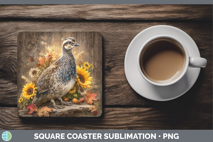 Guinea Hen Farm Rustic Autumn Square Coaster Sublimation Des