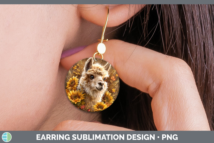 LLama Farm Rustic Autumn Round Earrings Sublimation Design